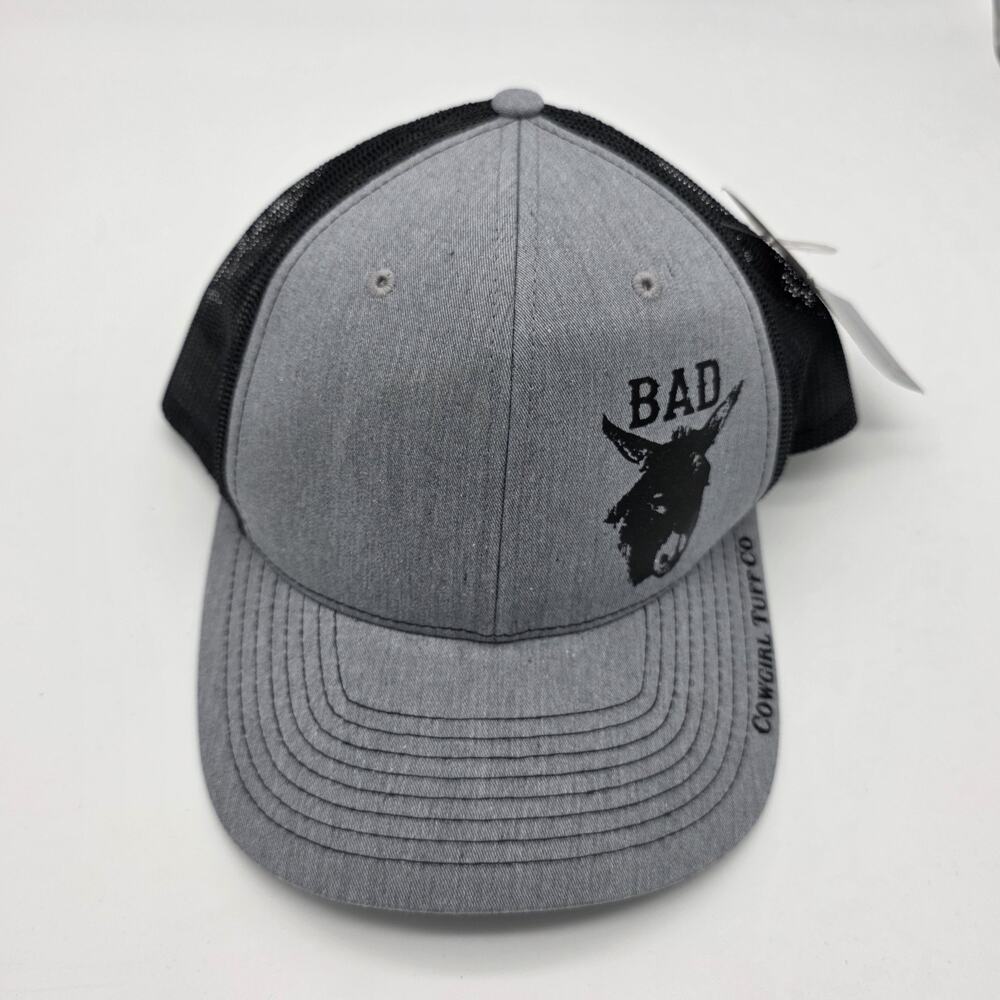 Cowgirl Tuff Co BAD Ass Donkey Richardson 112 Trucker Hat NWT Gray Black